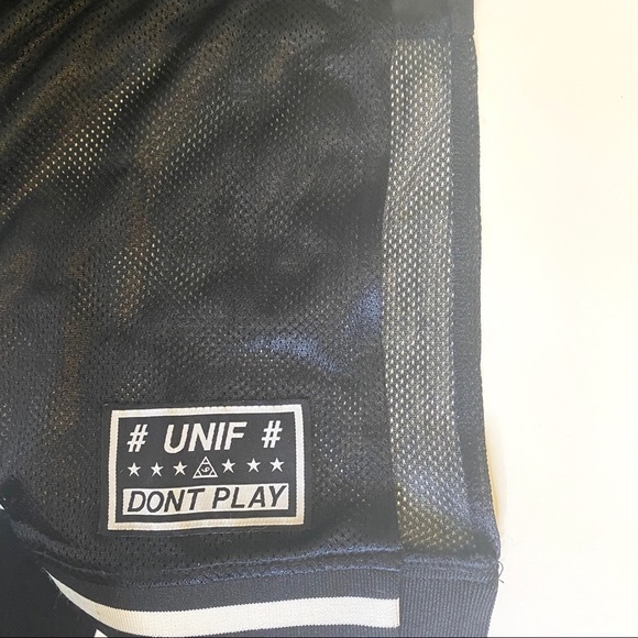 UNIF Dev Jersey Dress‎ Mesh Sheer Panel Black White - Picture 15 of 15